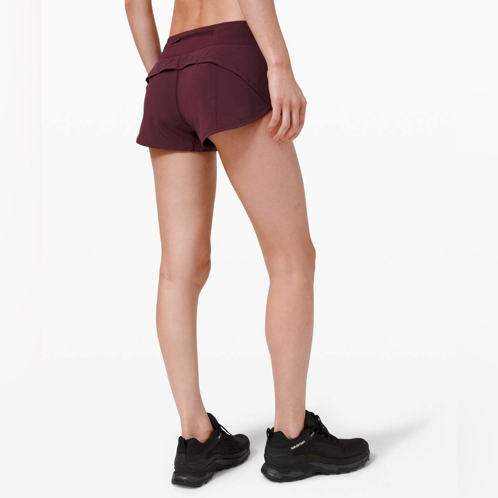Lululemon speed up shorts low rise 2.5 inch inseam in burgundy